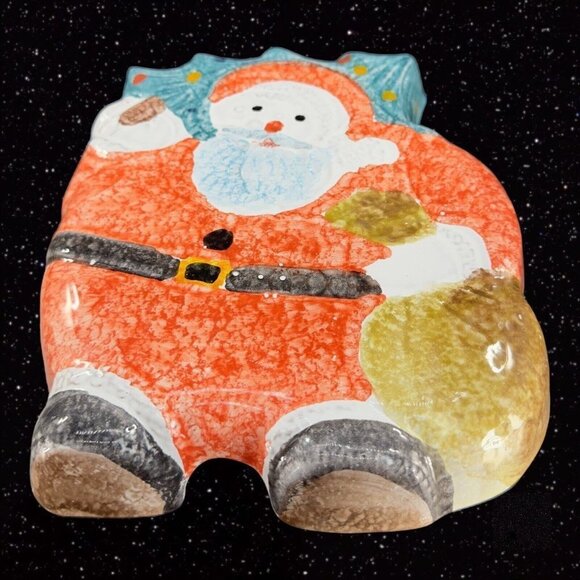 Italian Pottery ITALICA ARS Santa Claus Christmas Resting Wall Hanging Plaque - Picture 7 of 13